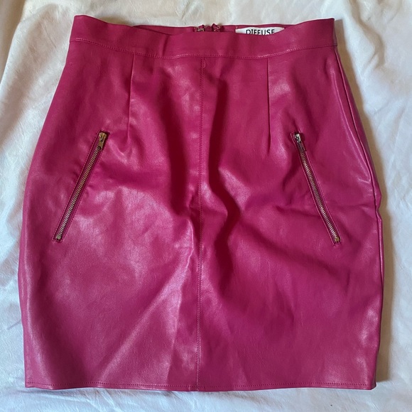 Pink Faux Leather Mini Skirt - Picture 1 of 3